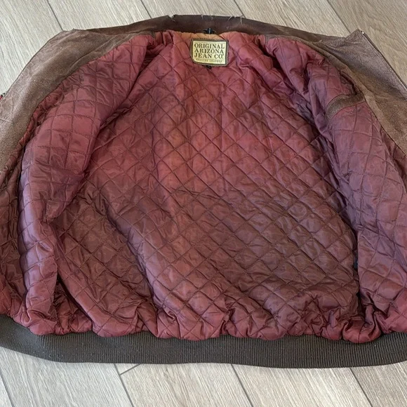 Vintage Original Arizona Jean Company Suede Tribal Stripe Bomber Jacket